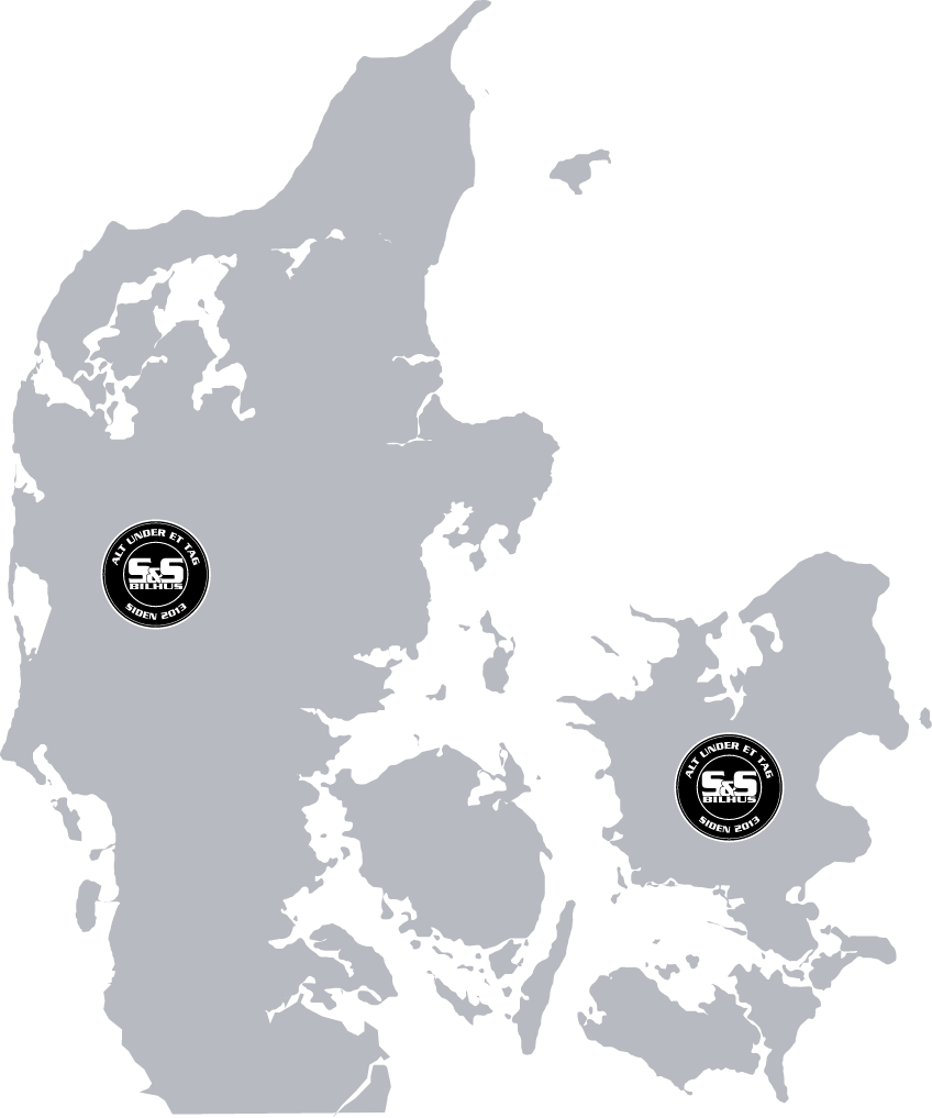 S&S Bilhus logo på danmarkskort